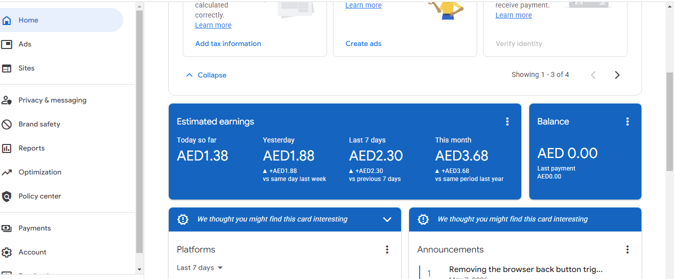 adsense earning in website