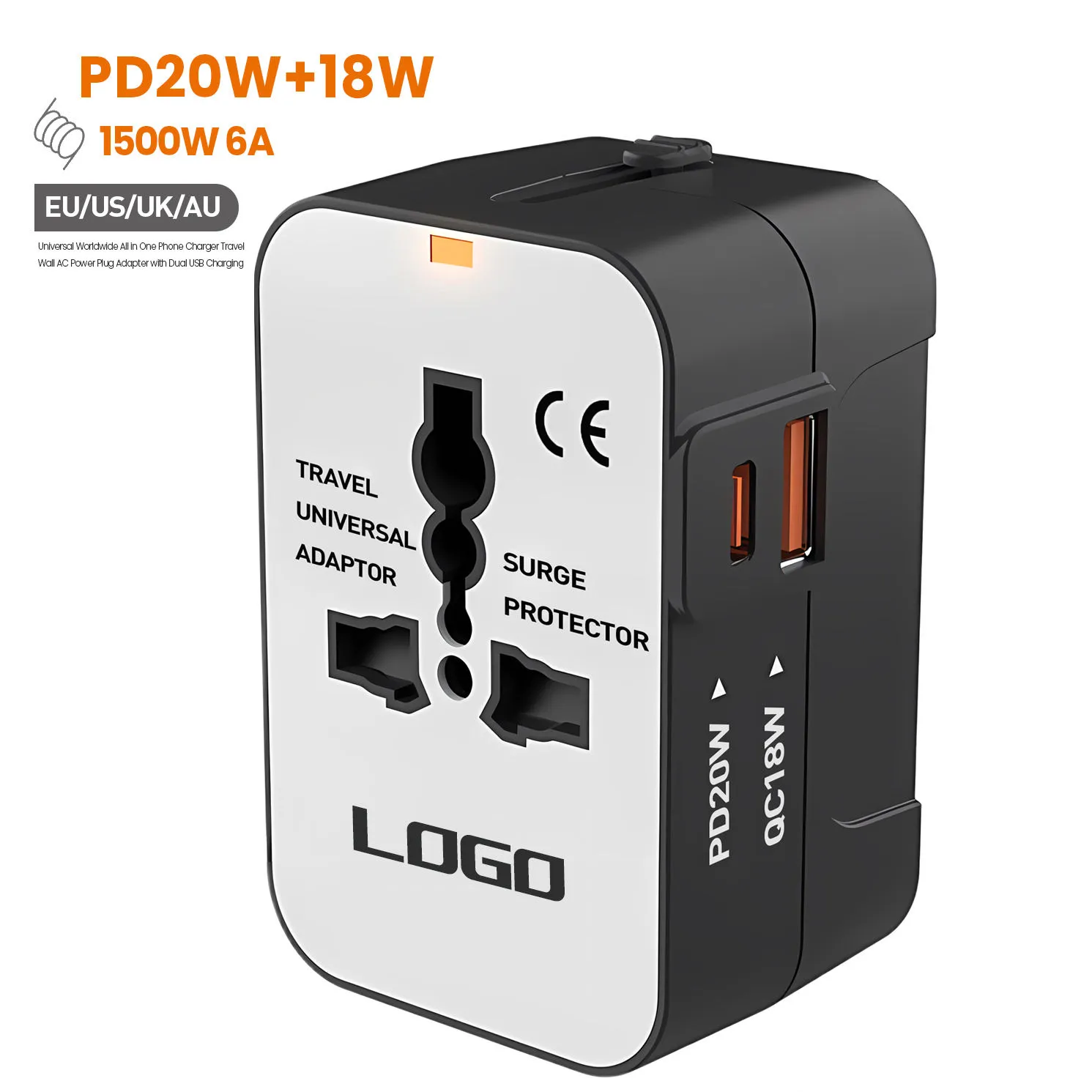 EONLINE Universal Worldwide All in One Phone Charger Travel Wall AC Power Plug